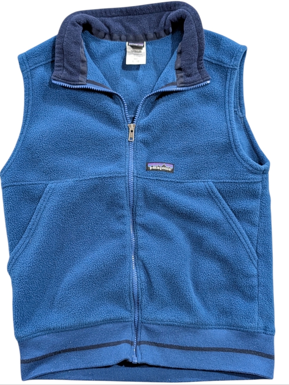 Patagonia Kids Synchilla Fleece Vest Blue Size Large L 12 - Picture 2 of 6